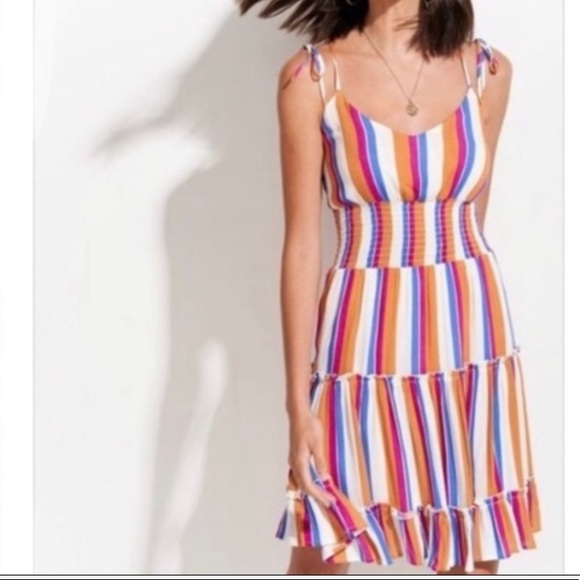 Vertical Striped Smocked Waist Dress - Picture 4 of 5